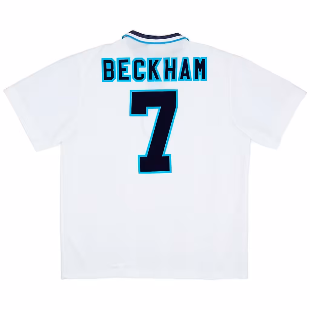 BECKHAM #7 Retro England Home Jersey Euro Cup 1996