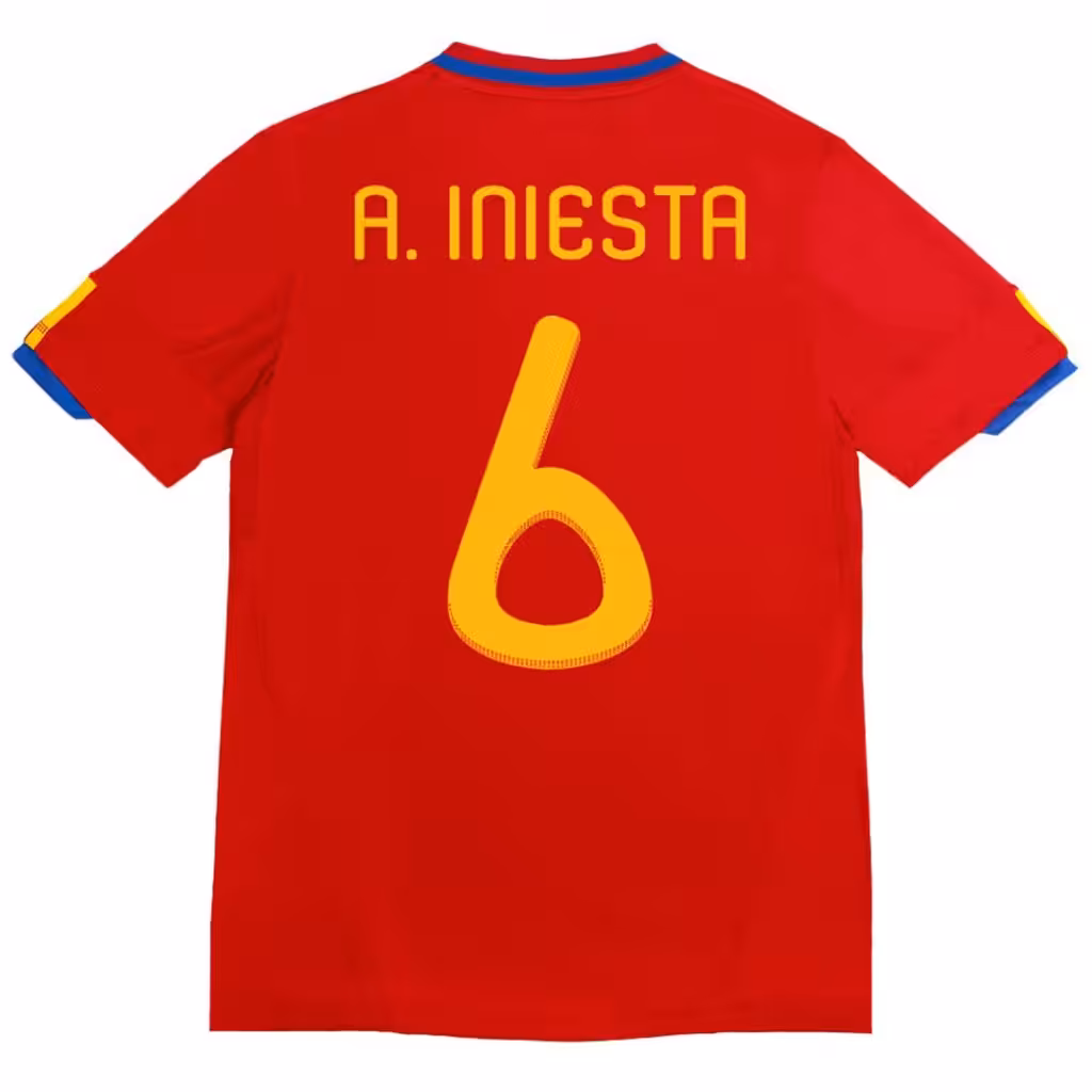 A. INIESTA #6 Retro Spain Home Jersey 2010