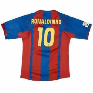 Ronaldinho #10 Retro Barcelona Home Jersey 2004/05