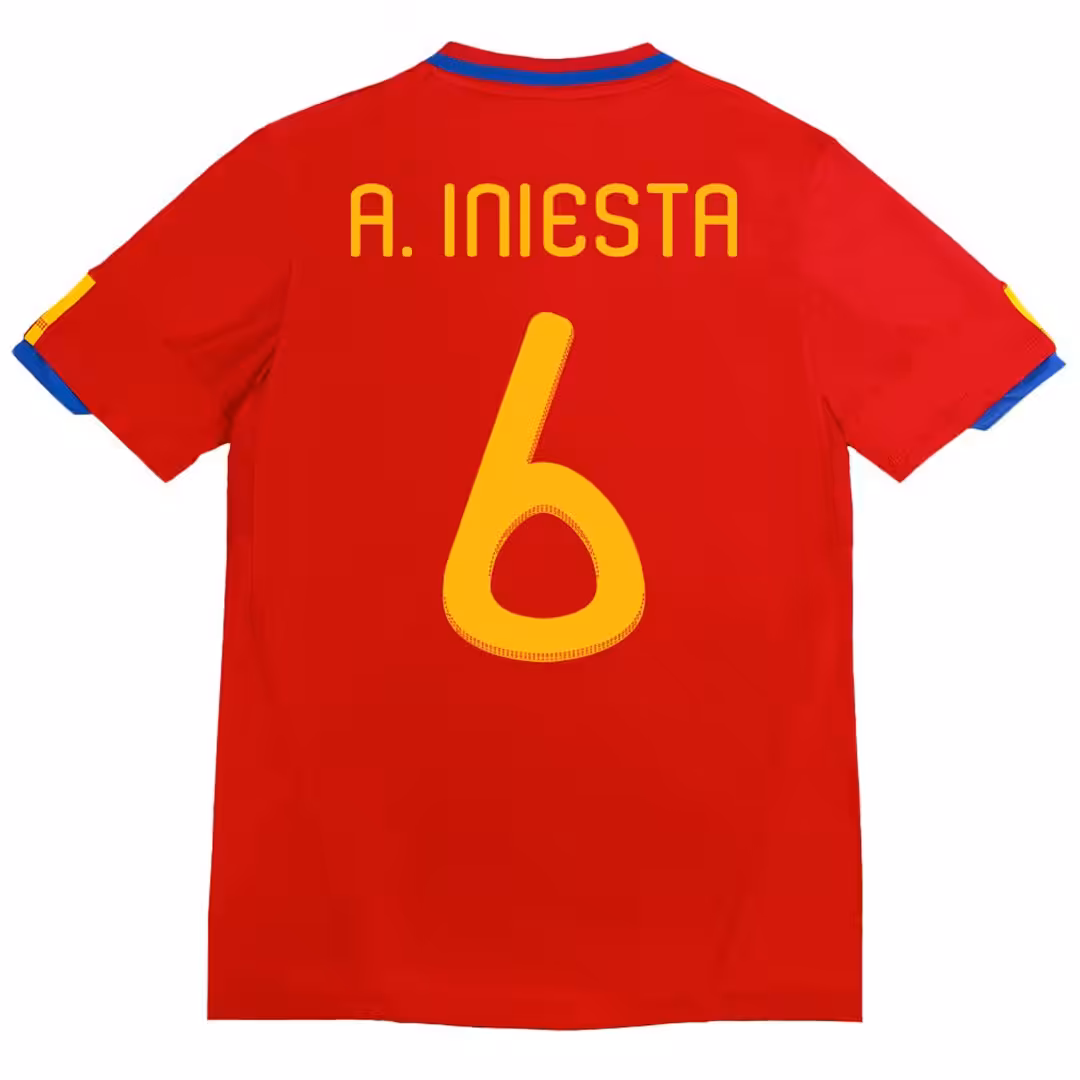 A. INIESTA #6 Retro Spain Home Jersey 2010
