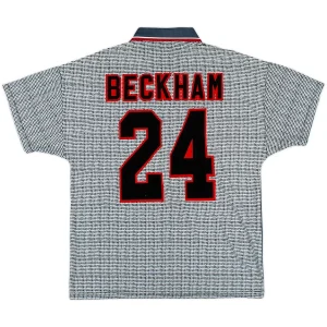 Beckham #24 Retro Manchester United Away Jersey 1995 96