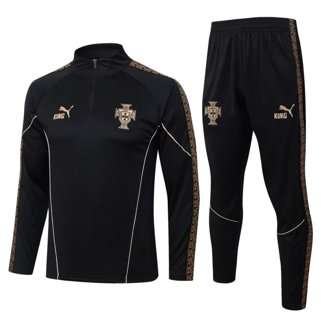 Portugal Training Tracksuit Kit(Jacket+Pants) Black&Gold 2026