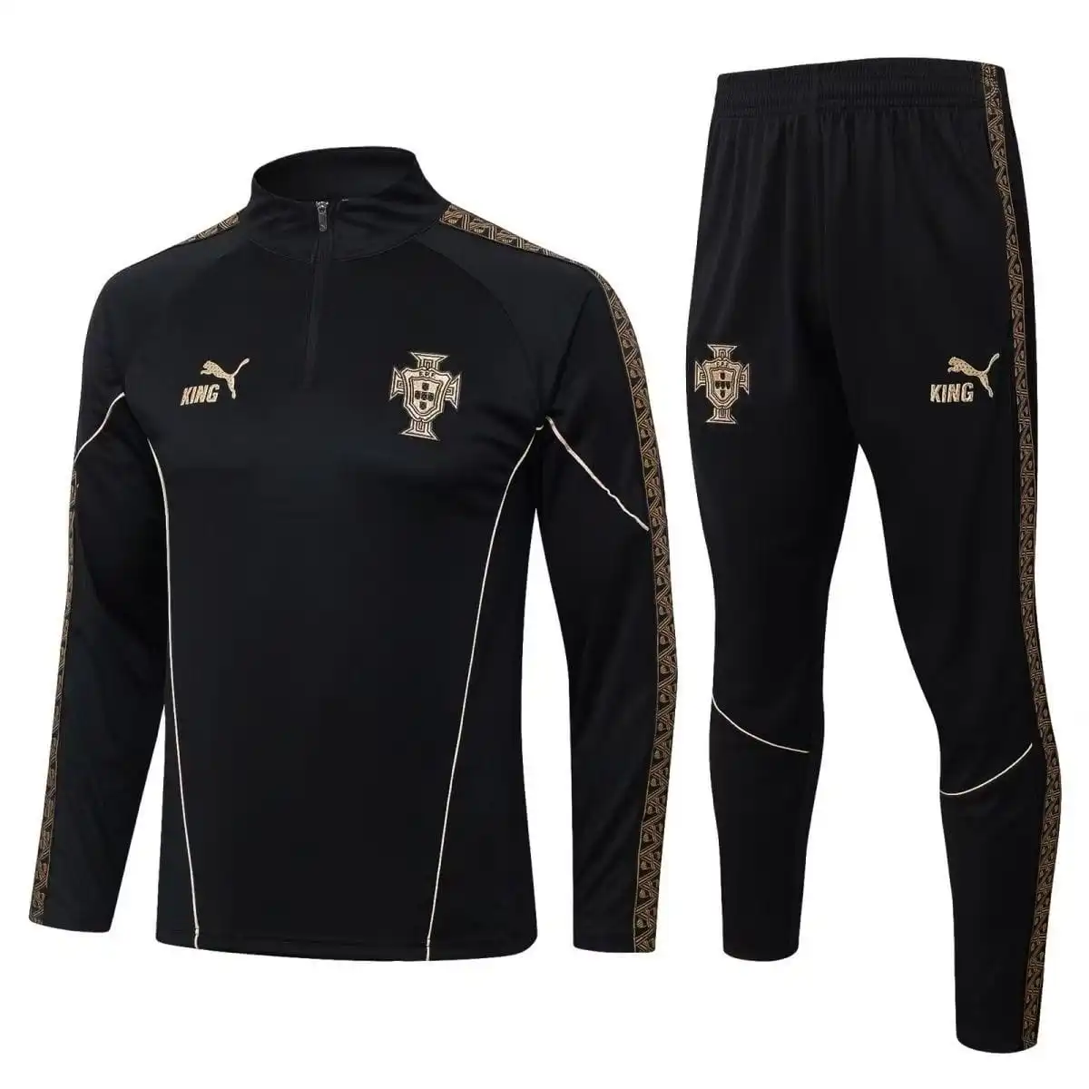 Portugal Training Tracksuit Kit(Jacket+Pants) Black&Gold 2026 Portugal Training Tracksuit Kit(Jacket+Pants) Black&Gold 2026