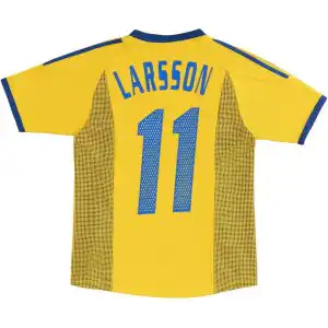 LARSSON #11 Retro Sweden Home Jersey World Cup 2002