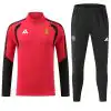 Kids Manchester United 1/4 Zipper Sweat Kit(Top+Pants) Red 2026/27 front view