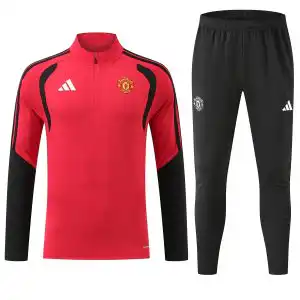 Kids Manchester United 1/4 Zipper Sweat Kit(Top+Pants) Red 2026/27