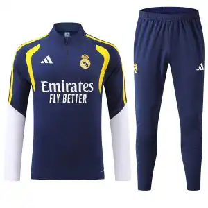 Kids Real Madrid 1/4 Zipper Sweat Kit(Top+Pants) Navy 2026/27