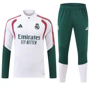 Kids Real Madrid 1/4 Zipper Sweat Kit(Top+Pants) White 2026/27