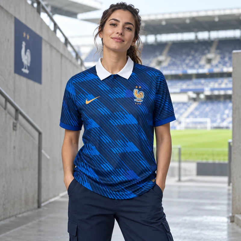 AI-generated model wearing France Home Jersey World Cup 2026