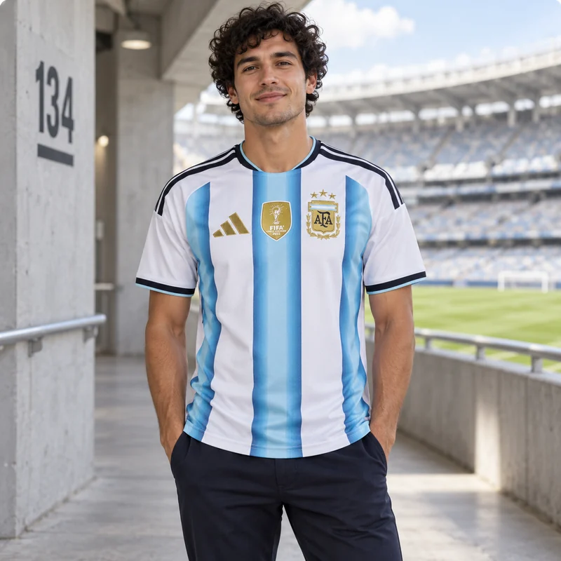 AI-generated model wearing Argentina Home Jersey World Cup 2026