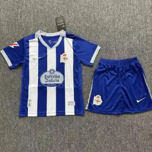 Kids Deportivo La Coruña Home Jersey Kit 2026/27 original product photo - jersey and shorts