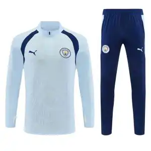 Manchester City Sky Blue/Navy 2026/27 quarter-zip training top and pants - front view